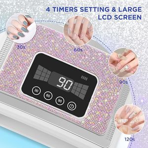 Lampe à ongles sans fil, lampe UV rechargeable 120W pour ongles en gel, lampe à ongles LED avec 4 modes de minuterie, lumière pour ongles en gel - Product Image 2