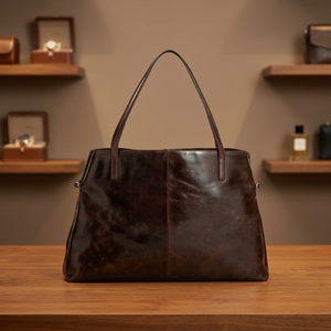 Compre en Línea Bolso de Mano Casual de Cuero Genuino para Mujer, Gran Capacidad, Cierre de Cremallera, Impermeable, Moderno, con Dos Correas, Plegable - Product Image 3