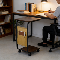 Table d'appoint en acier et bois pour chambre à coucher, table de chevet, table d'appoint pour canapé de salon, petite table de chevet mobile moderne et simple