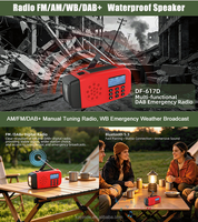 Radio d'urgence portable, haut-parleur sans fil, manivelle, banque d'alimentation solaire, alarme SOS, étanche, qualité tactique, radio mondiale HD DAB+