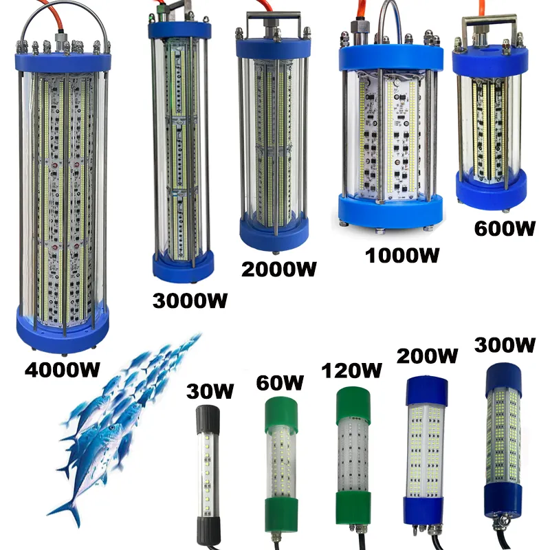 30W 100W 200W 300W 600W 1000W 2000W 4000W Unterwasser fisch licht Angetrieben Tiefgrün Gelb Weiß LED Unterwasser-Angels chein werfer