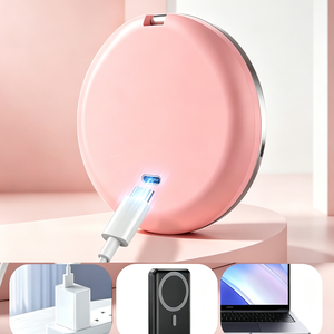 LED Makeup <b>Mirror</b> Wireless Charging <b>Compact</b> Vanity <b>Mirror</b> Foldable Round Beauty <b>Mirror</b> for Travel Bathroom - Product Image 4