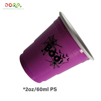 Gobelets en plastique PS jetables Dora Orange Noir Violet, lot de 100, personnalisables avec logo pour événements d'entreprise, fêtes d'Halloween, usage pour boissons