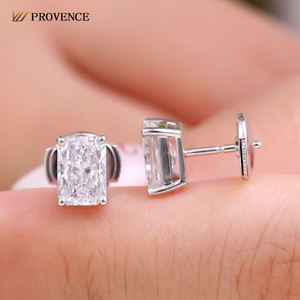 1ct 2ct 4ct Boucles <span class=keywords><strong>d</strong></span>'oreilles en <span class=keywords><strong>diamant</strong></span> de laboratoire de certification IGI Real Solid10K 14K 18k White Gold Earring Set Radiant Cut Lab Diamond Earring - Product Image 1