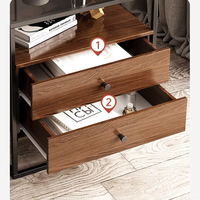 Table basse portable traditionnelle avec rangement à 3 niveaux et plateau en verre, structure en métal et MDF pour salon et chambre