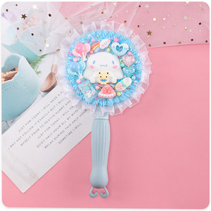 Round Handheld <b>Mirror</b> Plastic Frame Single Side Portable <b>Makeup</b> <b>Mirror</b> For Students Cute Simple Design - Product Image 4