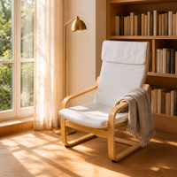 Fauteuil de loisirs en bois massif courbé, style nordique moderne du milieu du siècle, populaire pour les salons, mobilier de maison, siège moelleux de haute qualité