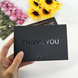Biglietti di ringraziamento UV di cristallo di carta nera di lusso da 500g/mq per tutte le occasioni, biglietti di ringraziamento biglietti di auguri per le piccole imprese