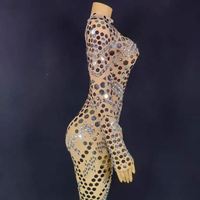 Combinaison sexy pour femmes, en sequins et strass, en spandex/nylon, une pièce, vêtements de danse, costumes de danse de pole dance, de danse de salon, pour les festivals
