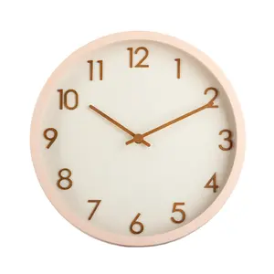 Orologio da parete con numeri 3D con cornice in legno rosa di colore personalizzato