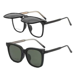 Nouveaux aimants couvrent miroir mode lunettes de soleil résistant aux UV grand cadre optique flip sur hommes et femmes verres polarisés lunettes 8190