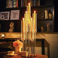 Centre de table candélabre avec abat-jour pour bougeoirs transparents, idéal pour cadeau de pendaison de crémaillère, décoration de cheminée et de dîner