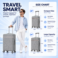Valise trolley élégante gris argenté en PC, anti-rayures, avec panneau texturé, pour les entreprises haut de gamme, fabrication OEM