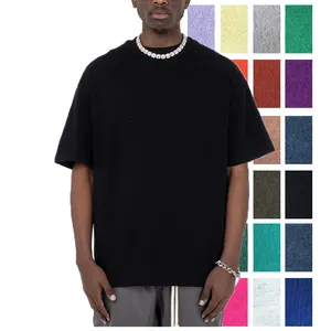 T Shirt Manufacturer Wholesale Custom Logo Flocking Printing Blank T-Shirt Premium Heavy Cotton Oversized Tshirt Men