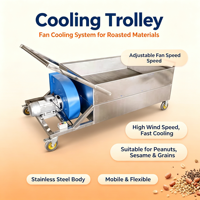 Machine de refroidissement à chariot en acier inoxydable pour amandes, cacahuètes, graines de sésame et noix de cajou, capacité 100 kg/lot