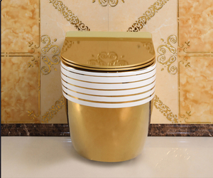 Vente chaude Toilette murale en céramique dorée plaquée or pour hôtel - Product Image 2