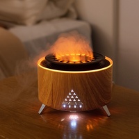Diffuseur d'aromathérapie créatif à flamme, nouveau modèle, à brancher, 0,5 L, humidificateur de bureau à bruit blanc, volcan de lave simulé