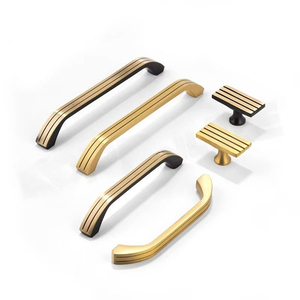 Poignées <span class=keywords><strong>de</strong></span> meubles modernes vintage en laiton massif pour cuisine, chambre, armoire, tiroir, à rayures droites, boutons décoratifs - Product Image 3
