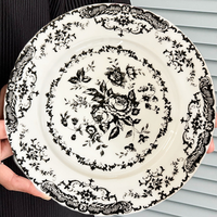 Assiette en céramique rétro européenne, design personnalisé, porcelaine fine, motif floral, assiette à dîner pour cadeau de mariage