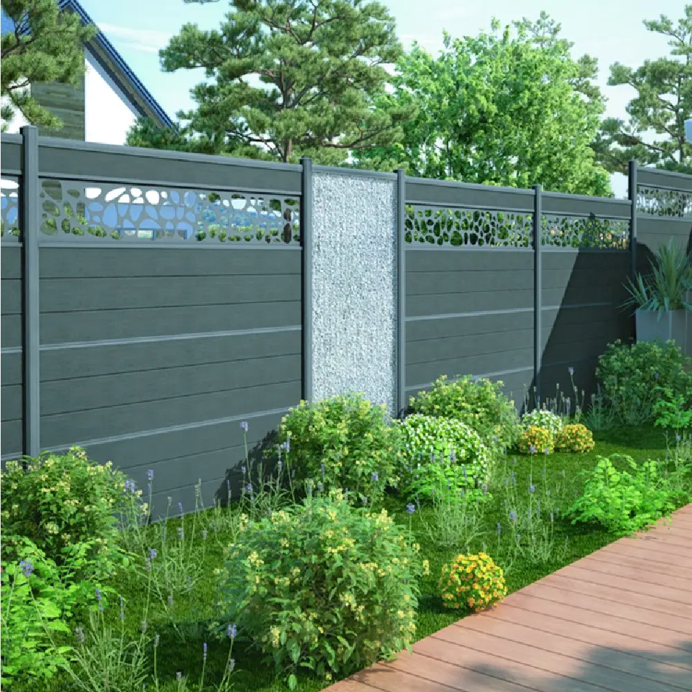 WPC muro di recinzione pannello porta bordo traliccio set/Casa balcone patio all'aperto facile da montare in legno composito di plastica di recinzione del giardino