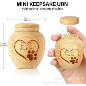 Pet <b>Urn</b> Bamboo Small <b>Cat</b> Dog Memorial Sealed Airtight Handmade Teardrop Shape - Product Image 4