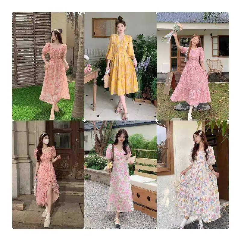 Gran oferta Vintage Lady Loose Floral Print Big Vestido grande Verano sin mangas Elegante Midi Tallas grandes Vestidos de mujer