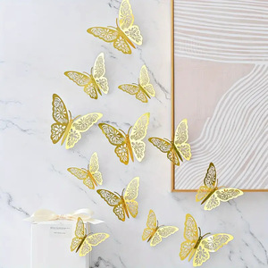 1 pz Farfalle 3D in Carta Dorata con Corda, Decorazioni Murali Eco-friendly, Design <span class=keywords><strong>Zen</strong></span> Asiatico per Anniversari e Arredamento Casa - Meta <span class=keywords><strong>San</strong></span> - Product Image 3