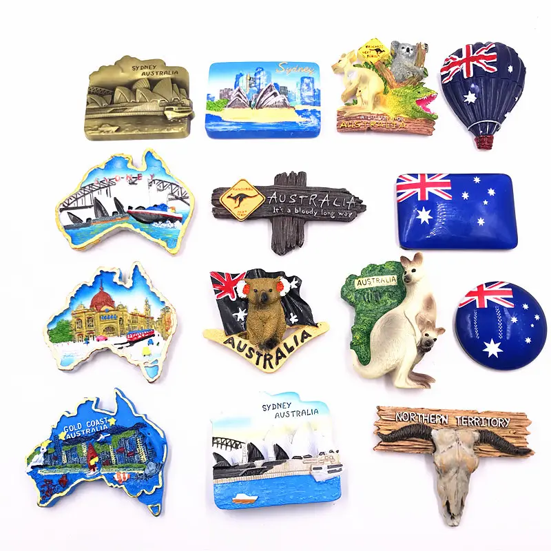 تذكارات السفر أستراليا سيدني ميلبورن شعار راتنج مغناطيس الثلاجة