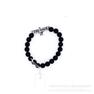 yunnique Black Matte Agate <b>Bead</b> <b>Bracelet</b> 8.0mm Stainless Steel Eagle Charm Unisex Jewelry - Product Image 3