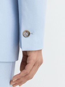 Blazer Azul Claro Cruzado para Mujer con Botones Dorados, Solapa con Muescas y Bolsillos con Solapa – Elegante Ropa de Oficina - Product Image 4