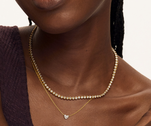 Collier en or massif 10K 14K 18K avec pendentif en diamant de laboratoire certifié IGI, taille cœur, pour femme, cadeau de mariage - Product Image 1