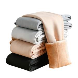 Collants en velours chauds d'hiver pour femmes Noir Casual Grande taille Bas tendance Leggings - Product Image 1