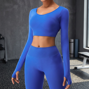 Custom Womens Crewneck Full Sleeve Sportswear T Shirt Soft Breathable <b>Slim</b> Fit Gym Yoga Fitness Workout Activewear Washed Front - Product Image 2