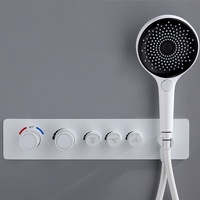 Ensemble de robinetterie de douche thermostatique en laiton chromé, pour montage encastré mural, avec fonction pluie et massage, à noyau céramique