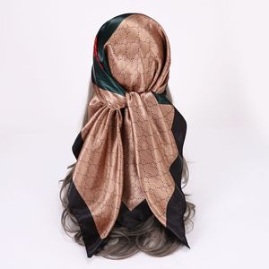 Luxe dames soie <span class=keywords><strong>cheveux</strong></span> écharpe personnalisé motif Logo printemps automne <span class=keywords><strong>foulard</strong></span> mode grande taille Polyester Satin écharpe pour les femmes - Product Image 5