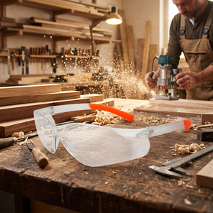 Gafas de seguridad CE EN ISO 16321-1 UKCA Lente PC transparente de una pieza Patillas mate Puntas PVC PPE industrial - Product Image 1