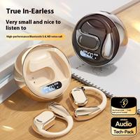 Écouteurs sans fil TWS OWS à crochet d'oreille, affichage numérique LED, étui de charge, BT V5.4, diaphragme en titane pour la course et le sport