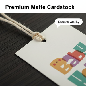 Custom Logo Waterproof Biodegradable Recycled Paper Clothing Hangtags for Garment Bags & Shoes with Embossed Finish - Product Image 5