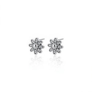 Amy Amy Flower <b>Stud</b> <b>Earrings</b> Silver Plated <b>Crystal</b> Rhinestone Women's Jewelry Gift - Product Image 1