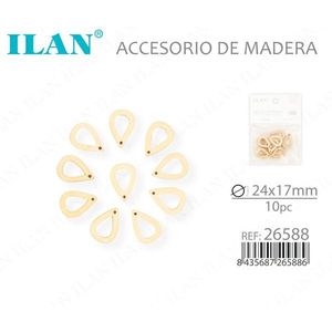Perline in legno a goccia Ilan 24x17mm 10 pezzi per la creazione di gioielli - Product Image 3