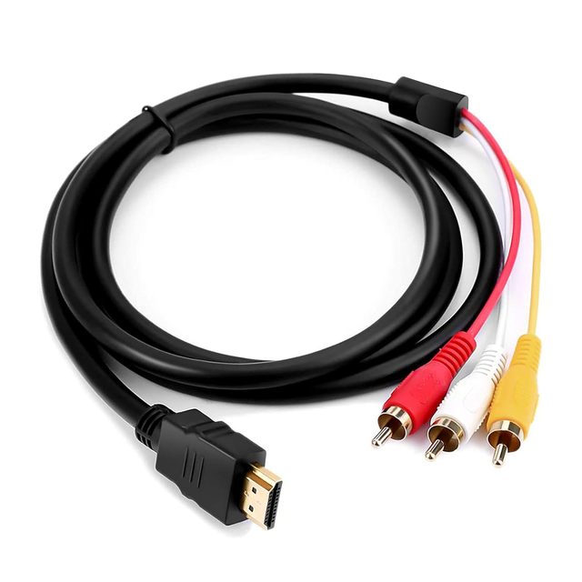 Premium 1.5M Gold-Plated HD to 3 RCA AV Cable Converter 1080P Signal Transfer HD Multimedia Port  to RCA Adapter Cord for HDTV