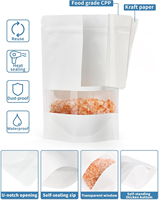 Sachet refermable personnalisé en papier réutilisable avec fenêtre, pochette verticale pour café, thé, noix, emballage alimentaire, sac en plastique
