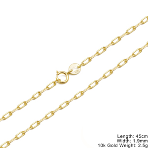 Colar de Corrente Elo Cabo, Elos Curb e Paper Clip, de Ouro Sólido Genuíno 10K 9K AU375 Para Mulheres - Product Image 6