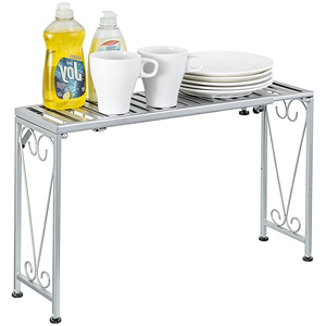 Organizzatore da appoggio in metallo argentato con cassetto estraibile, espandibile, <span class=keywords><strong>per</strong></span> <span class=keywords><strong>cucina</strong></span> e bagno - Product Image 1