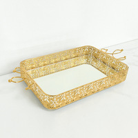 Plateau miroir en métal et verre de style moyen-oriental pour fruits, plateau de présentation créatif pour table basse, vente en gros transfrontalière Chine