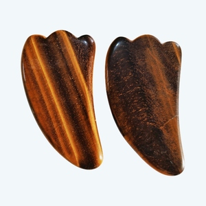 Masseur Gua Sha, soin de la peau du visage, plaques Gua Sha en œil de tigre naturel pour le massage du corps et des pieds - Product Image 2