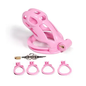 高品质性玩具阴茎锁贞操笼，带4个公鸡环轻便贞操带，适合男士夫妇防止作弊玩具