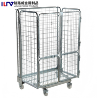 Cage à roulettes pliable industrielle logistique galvanisée à 4 côtés, emboîtable, en fil métallique