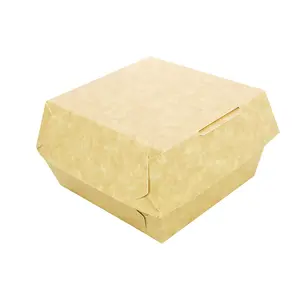 热卖高级牛皮纸汉堡盒定制一次性汉堡纸盒