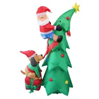 बड़े अद्वितीय सांता क्लॉस क्रिसमस वृक्ष उपहार आउटडोर आंगन एलईडी दीपक दुकान inflatable क्रिसमस सजावट कस्टम inflatable